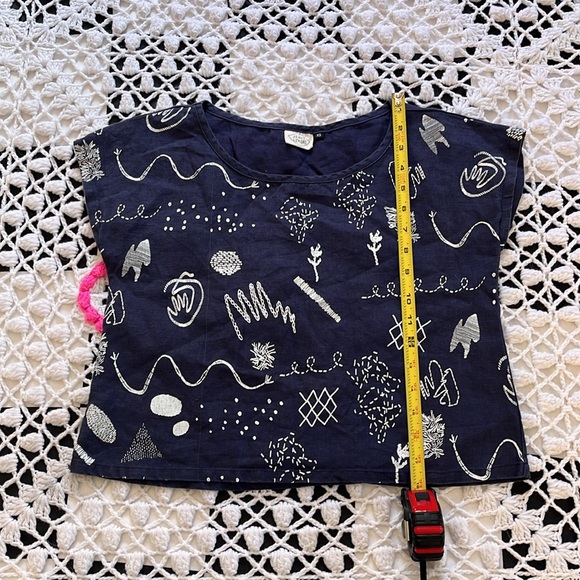 Cute Jenny lemons Linen print crop sleeveless top size XS - Picture 6 of 6